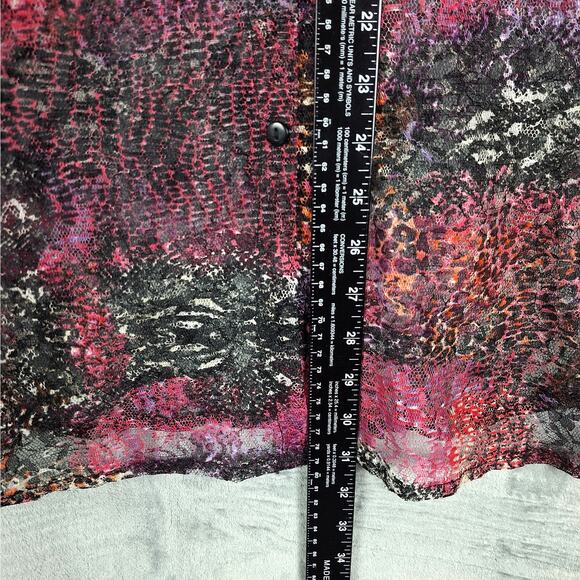 Womens Top 3X Cheetah Lace Whimsygoth Sheer Fairy Grunge Patchwork Button‎ Down - Picture 6 of 8